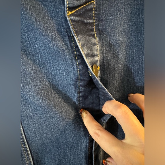 CJ Banks Dark Wash Denim Jean Skirt with Bronze Button Detail - Size 14 - Picture 4 of 8